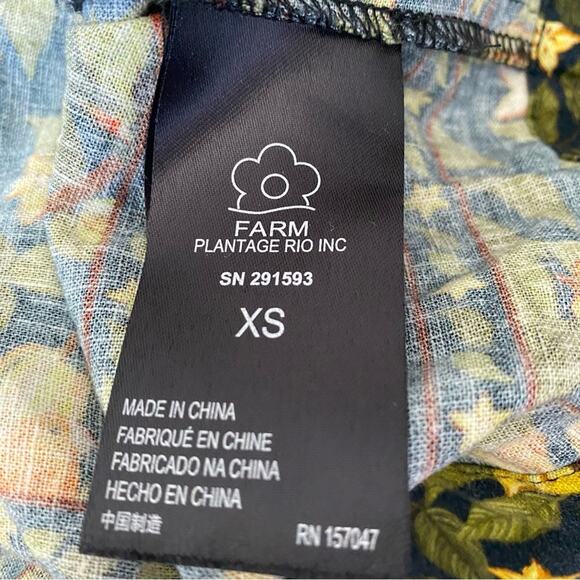 Farm Rio Star Fruit Linen Blend Yellow Black Mini Dress size XS - Picture 8 of 11